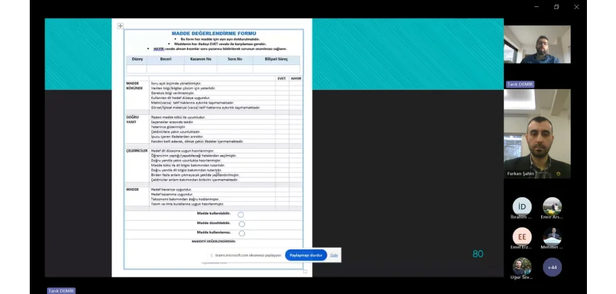 Madde Yazarlarına Yönelik Çevrim İçi Ölçme ve Değerlendirme Eğitimi Düzenlendi