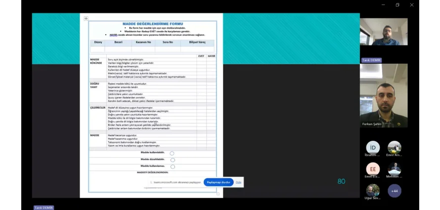 Madde Yazarlarına Yönelik Çevrim İçi Ölçme ve Değerlendirme Eğitimi Düzenlendi